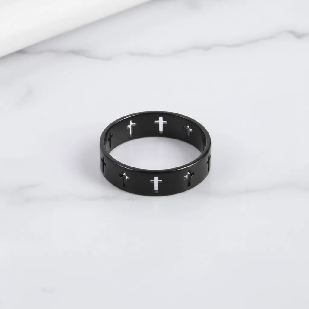 Pierścień Gotycki Krzyż | Czarna Stal Nierdzewna | Unisex