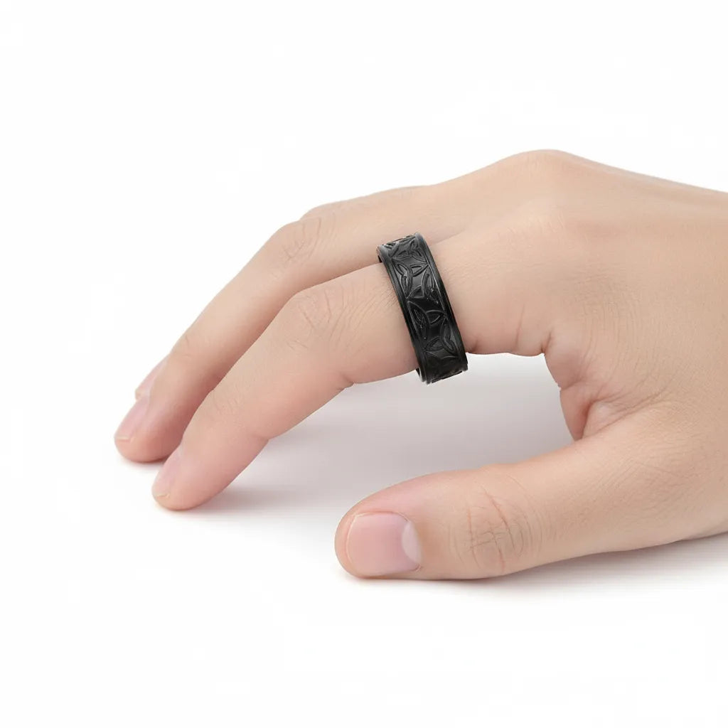 Pierścień Obrotowy Wiking | Anti-Stress Fidget | Czarna Stal Nierdzewna