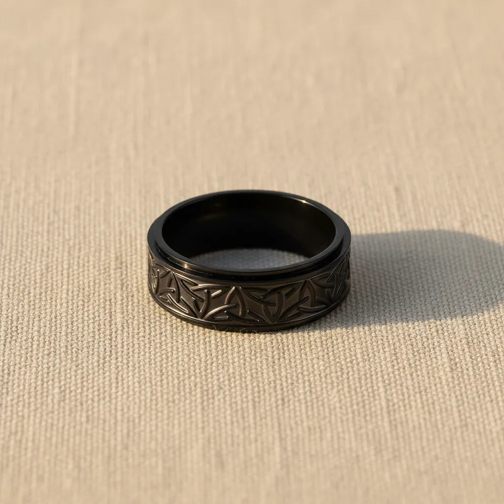 Pierścień Obrotowy Wiking | Anti-Stress Fidget | Czarna Stal Nierdzewna