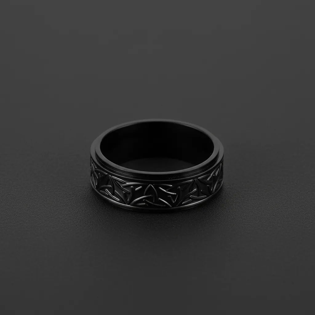 Pierścień Obrotowy Wiking | Anti-Stress Fidget | Czarna Stal Nierdzewna
