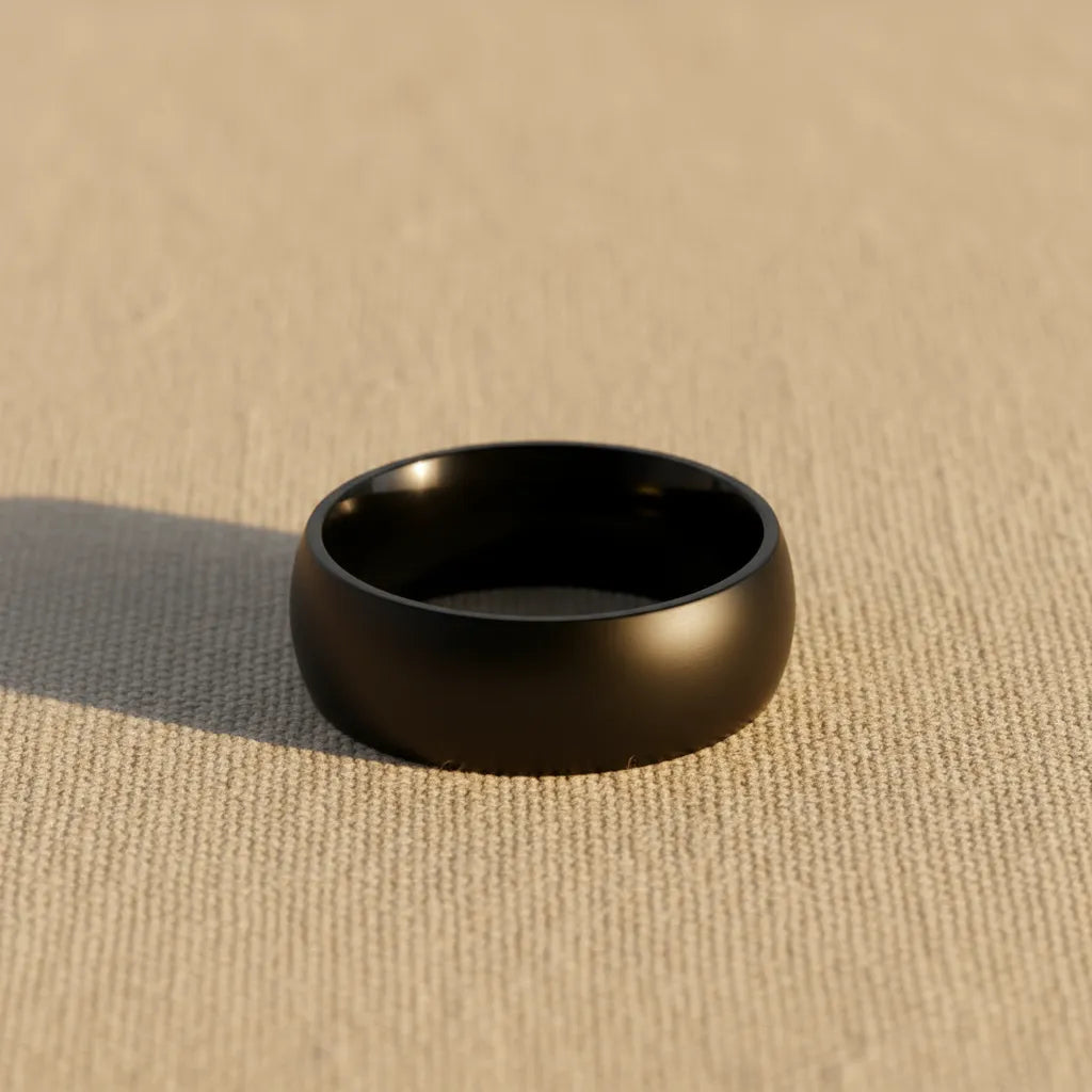 Męski Pierścień Obrączka Ze Stali Nierdzewnej | Matowa Czerń