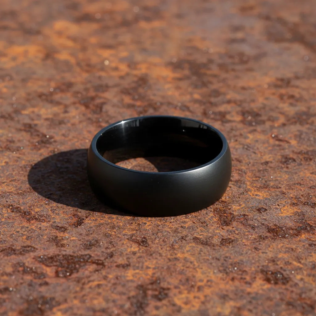 Męski Pierścień Obrączka Ze Stali Nierdzewnej | Matowa Czerń