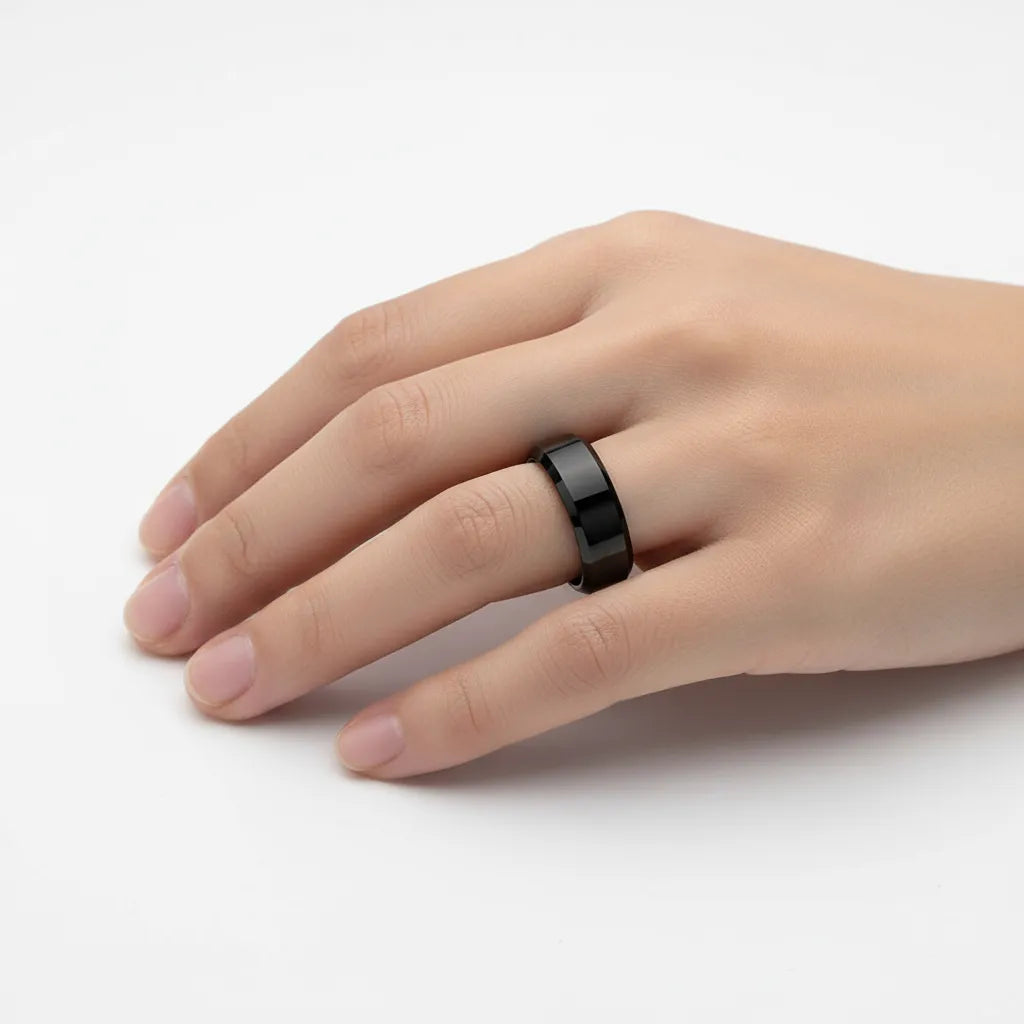 Klasyczny Czarny Pierścień Męski | Stal Nierdzewna