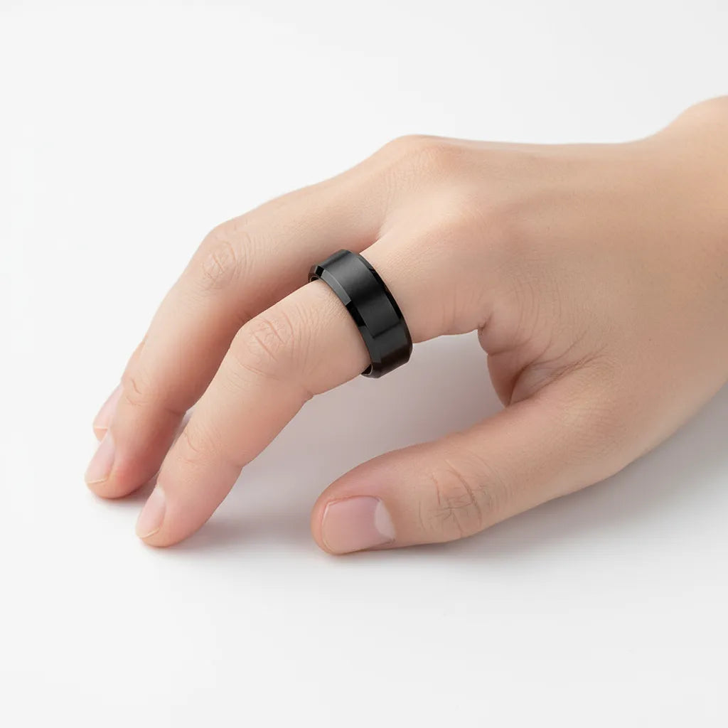 Klasyczny Czarny Pierścień Męski | Stal Nierdzewna