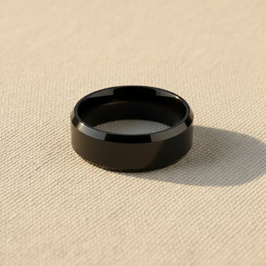 Klasyczny Czarny Pierścień Męski | Stal Nierdzewna