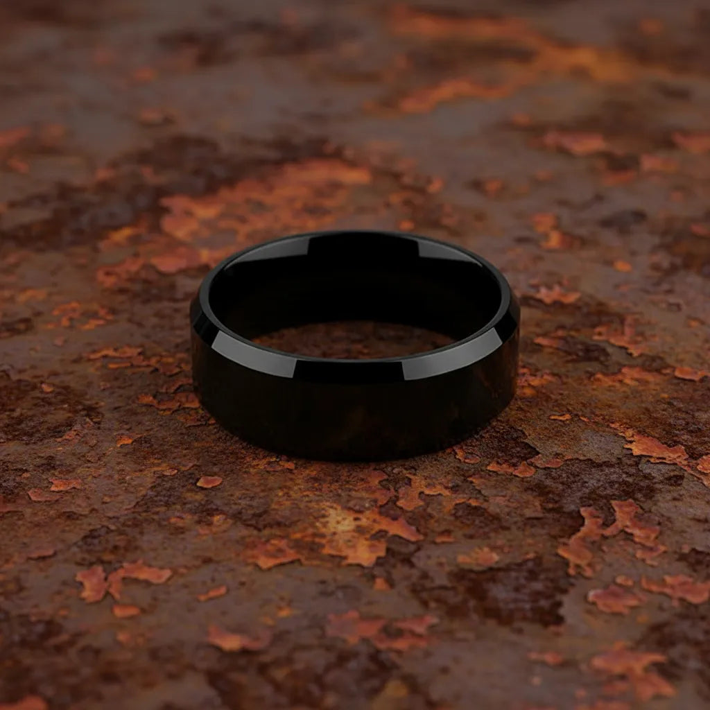 Klasyczny Czarny Pierścień Męski | Stal Nierdzewna