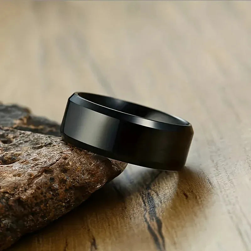 Klasyczny Czarny Pierścień Męski | Stal Nierdzewna