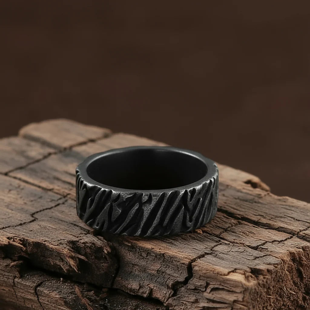 Pierścień Wikingów Valknut | Czarny Vintage ze Stali Chirurgicznej