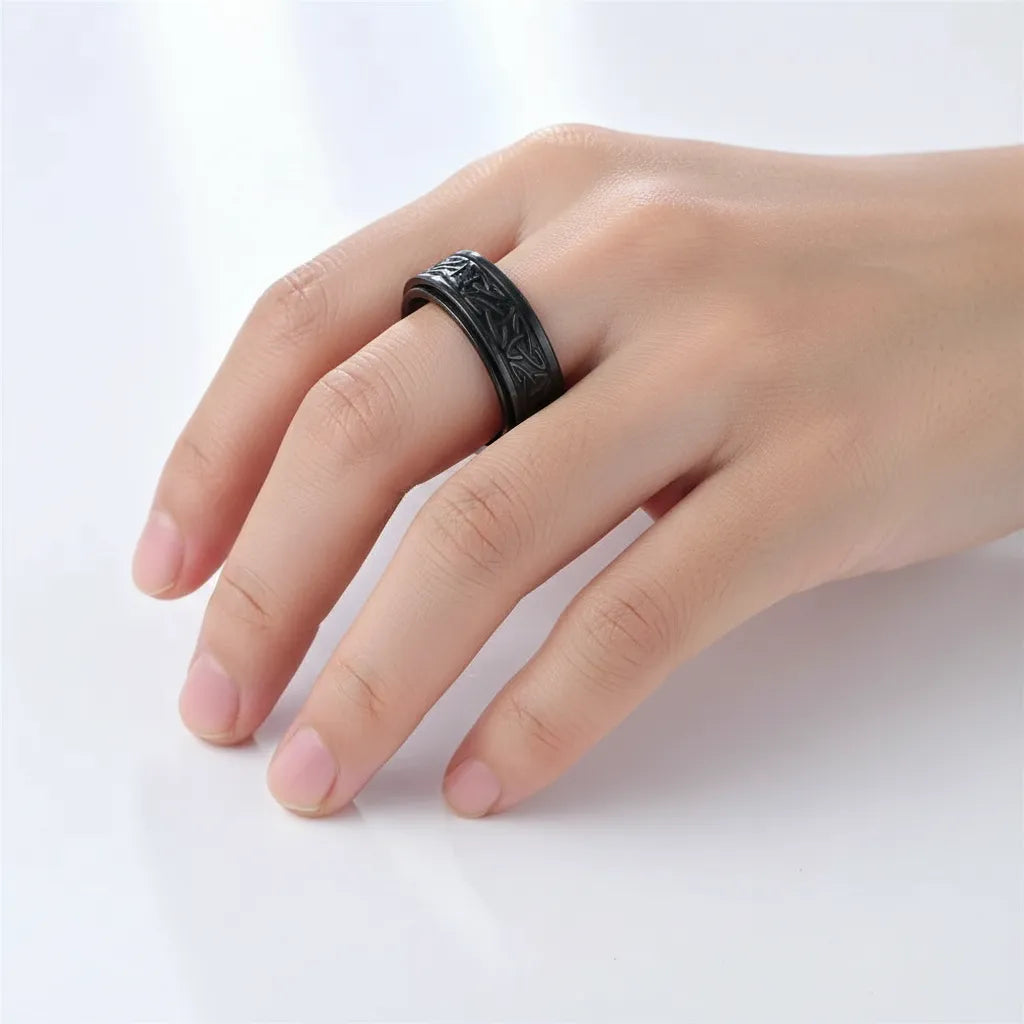 Pierścień Obrotowy Wiking | Anti-Stress Fidget | Czarna Stal Nierdzewna