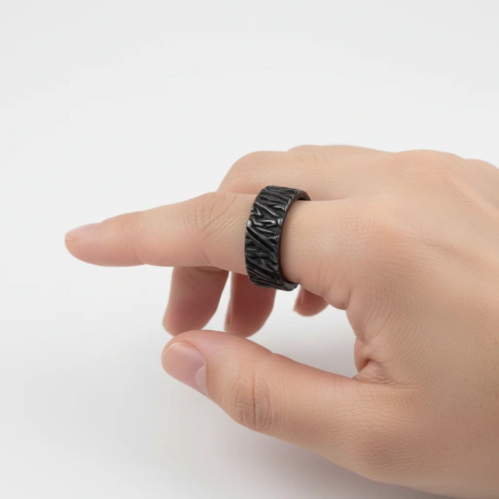 Pierścień Wikingów Valknut | Czarny Vintage ze Stali Chirurgicznej