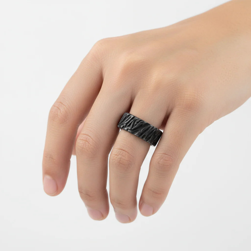 Pierścień Wikingów Valknut | Czarny Vintage ze Stali Chirurgicznej